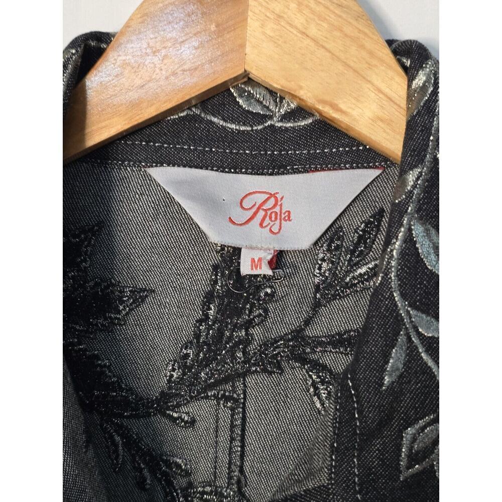 Roja Denim Western Embroidered Fringe Denim Tunic Top Shirt Button Front Medium - Picture 7 of 11